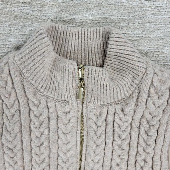Joie Reversible Cable Knit Puffer Vest Women’s M Beige Oatmeal Zip Mock Neck - Picture 6 of 16